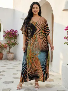 EDOLYNSA Kaftan Dress Moo Moo Dress comfy bathrobe Boho Casual daily wear Printed Swimsuit Cover ups relaxed Elegant Side Split Maxi Dresses Caftans outfits lounge wear Womenswear