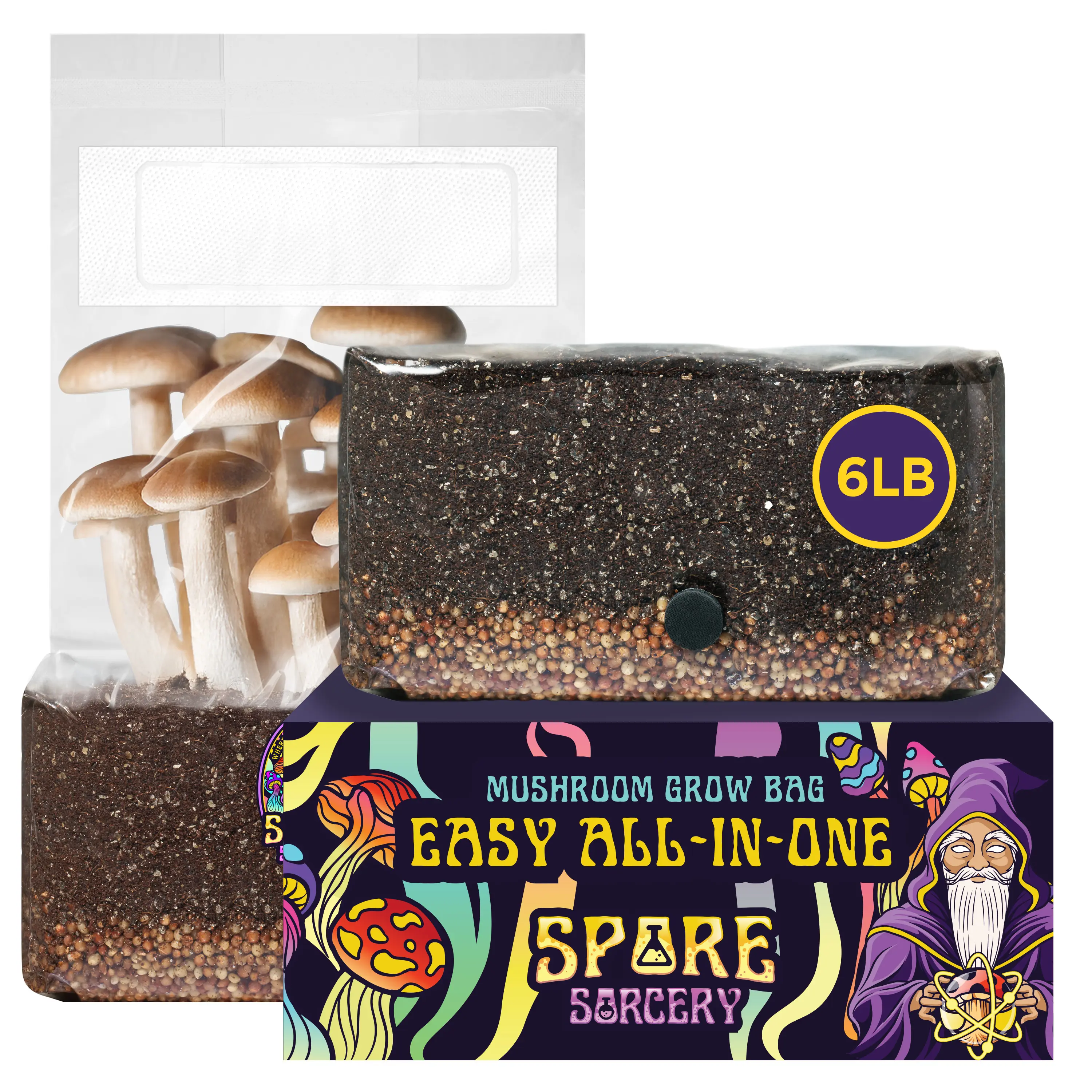 Large 6lb All-in-One Mushroom Grow Bag: Just Add Your Own Spores & Grow  Up to 48oz of Mushrooms! Nutrient-Enhanced, Grows like Magic!