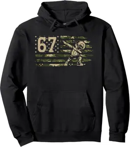 67 Meme Dabbing Boy Camo USA American Flag Six Seven Kids Pullover Hoodie YOUTH BOYS Hoodie Cotton Fabric