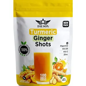 Turmeric Ginger Supplements with Piperine, Vitamin C, Vitamin D3 & Zinc | 100 Servings of Ginger Turmeric Shots for Joint, Heart, Brain, Gut & Skin Health | Ayurved | Powder