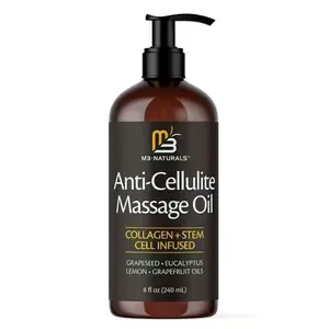 【BUY 1 GET 1 FREE】M3 Naturals Cellulite Massage Oil 8oz - Smooth the Appearance of Cellulite - Body Care & Skin Care Massage Oil - Topical Collagen and Plant Stem Cell Body Oil to Restore Texture and Elasticity - Soothing Body Oil