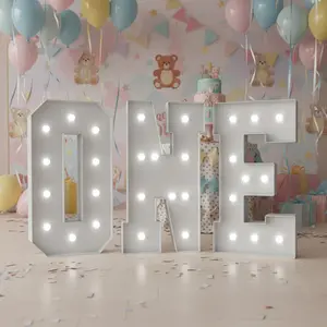 3pcs Marquee Light Up Letters "ONE" Marquee Letters  White and Warm Light Mosaic Illuminated Numbers 3ft Mosaic Letters One Mosaic Numbers for Balloons, First 1st  Birthday Anniversary Decorations Party Decor Led Lighted