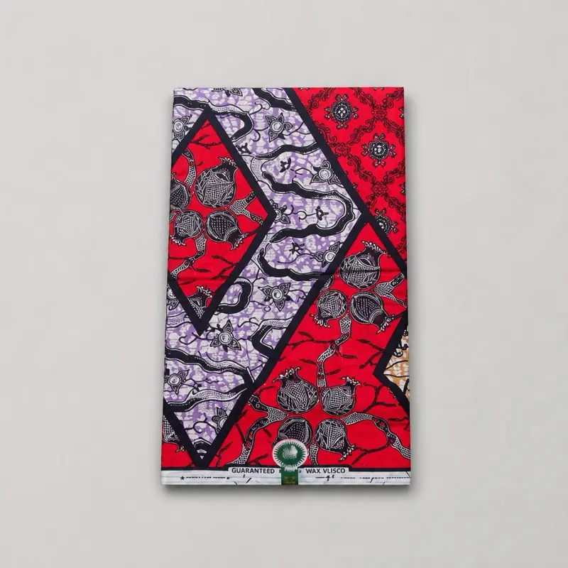 Wax Viscose Guaranteed Red and Purple Patterned Fabric for Crafting and Sewing Projects