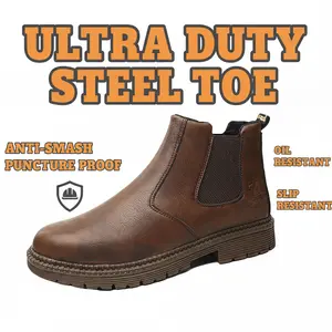 Anti-Slip Smash-proof Splash-proof Puncture-Resistant Unisex Work Boots Industrial Construction Work Shoe Anti-Slip Waterproof Durable Outdoor Use with Lightweight Cushioning Shock Absorption Heavy Duty Protection All-Day Wear