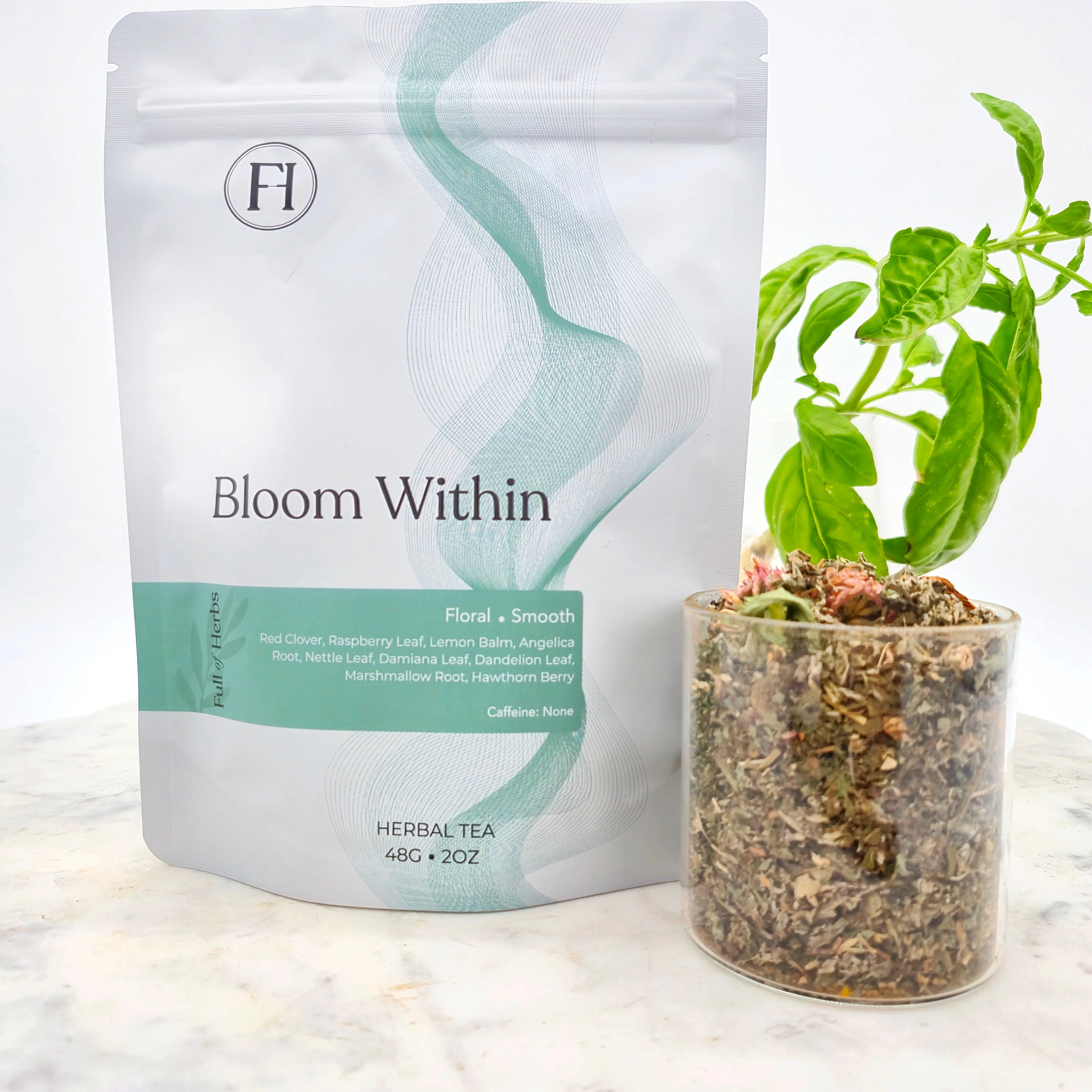 Bloom Within Herbal Tea – Women’s Wellness & Hormone Balance Blend for PMS, Menopause & Clear Skin | Caffeine-Free Floral Loose Leaf Tea (48g / 2oz, 30–35 Servings)