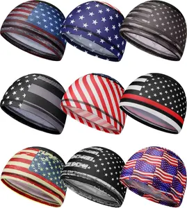 9 Pcs Cooling Skull Cap Camo Liner Sweat Wicking Lightweight Cycling Cap Running Head hat for Men Women