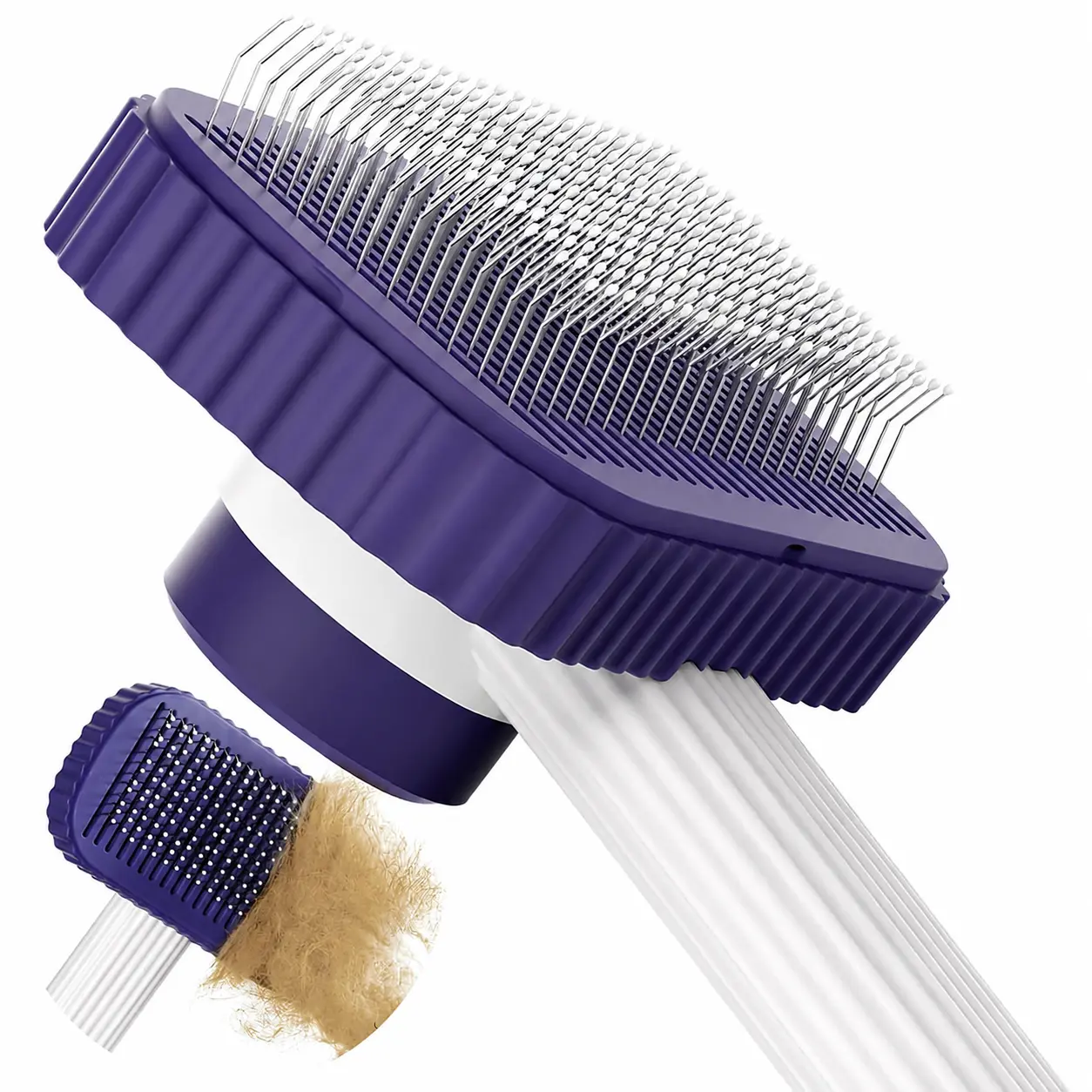 New Top Rated Professional Cat Grooming Super Brush for Long & Short Haired Cats, Effectively Remove Loose Fur & Mats with Rounded Pins, Gentle on Skin, No Painful Pulling, Ergonomic Non-Slip Handle, Dark Blue, Perfect Gift for Cat Lovers