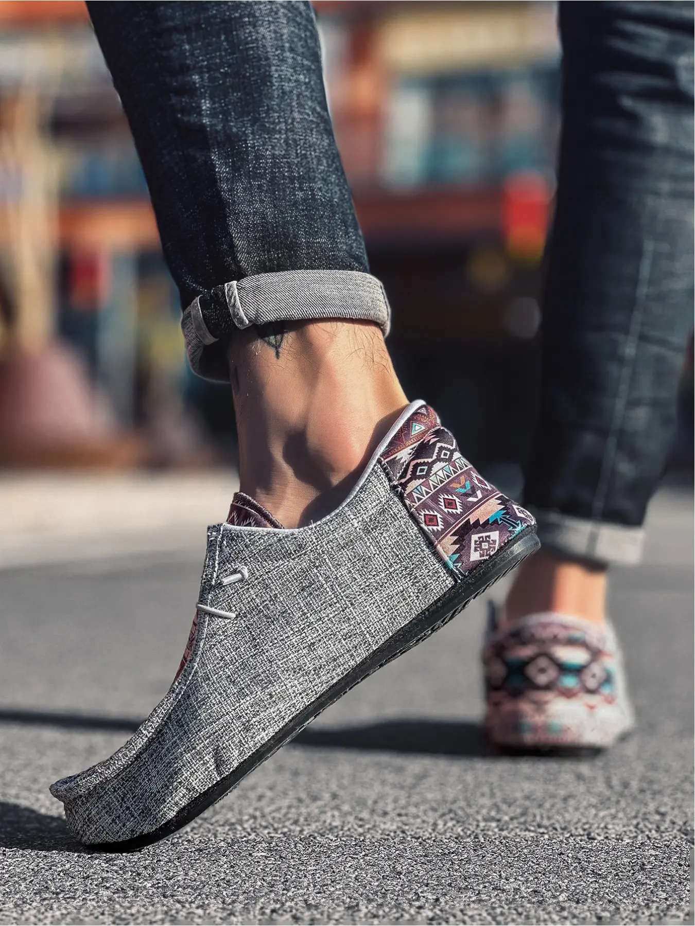 Men's Ethnic Linen Slip-On Shoes, Sneaker, Breathable Casual Loafers, Retro Soft Sole Lazy Shoes, Footwear, Classic Casual Shoes