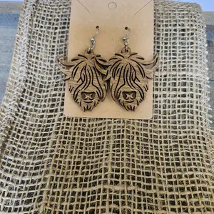 Highland Cow Dangle Earrings, Nickel Free Hypoallergenic Hooks, Gift For Country Girl, Cowgirl Earrings, Gift For Cow Lovers