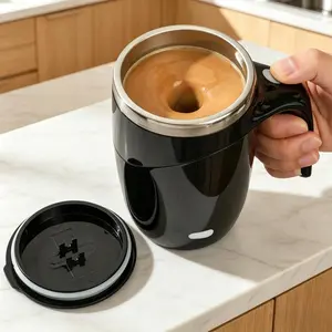 USB Rechargeable Automatic Stirring Mug Hands-Free Magnetic Stirring Travel Coffee Cup for Office and Car with Washable Stainless Steel Design,UU