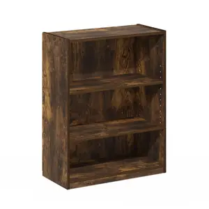 GEHRY Modern 3-Tier Adjustable Shelves Bookcase, 11.6x24.8x31.6 in, Amber Pine Indoor Furniture - for Living Room, Home Office, Modern Bookshelf
