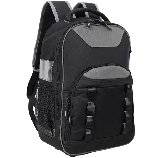 Heavy-Duty Tool Backpack – 25kg Capacity, Detachable Divider Organizes Tools. Padded Ergonomic Backrest, Laptop & Power Tool Compartments. Perfect for Electricians (Black+Gray)