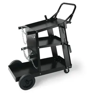 【Summervibes】VEVOR Welding Cart,  , 3-Tier Welder Cart Heavy Duty with 400 Lbs Weight Capacity, 360° Swivel Wheels, Tank Storage Safety Chains, Rolling MIG Welder Cart for TIG, ARC, MMA, Plasma Cutter Welding Machine