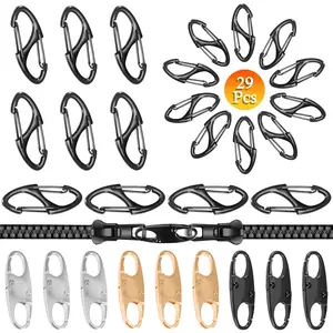 29 Pcs Zipper Clips Anti Theft Double Opening Zipper Lock Deterrent Zippers Pull Tap Replacement Small S Carabiner Clasps Clip for Backpacks Suitcases Travel Bags Keys Purse Safe Zipper