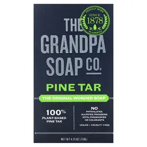The Grandpa Soap Co. Face & Body Bar Soap, Pine Tar, 4.25 oz (120 g)