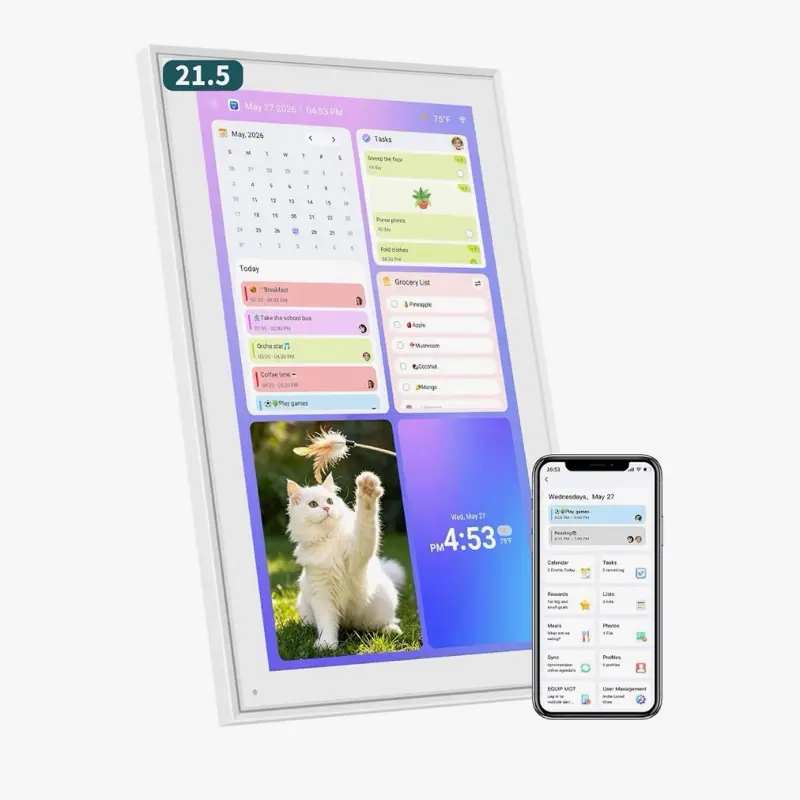 21.5" Digital Wall Calendar with Chore Chart & Planner Sync Google, iCloud & Outlook Electronic Wall Calendar & Photo Frame No subscription Wall/Desk Mount Ideal Gift for Women