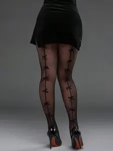 Women's Plus Size High Stretch Vertical Striped Fishnet Tights, Sexy Mesh Stockings, Perfect for Valentine's Day & Date Nights, Stretchy, Black