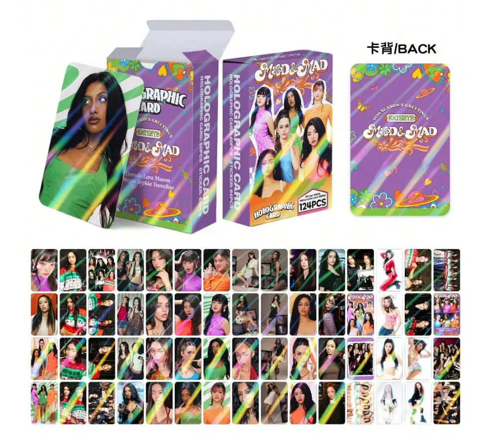 124pcs Katseye Beautifulchaos Collectible Stickers & Double-Sided Photo Cards, Perfect for Room Decor, Notebook, Holiday Gift, Sticker Sheets, Sticker Packs, Scrapbook Accessories, Scrapbook Materials, Scrapbooking Supplies