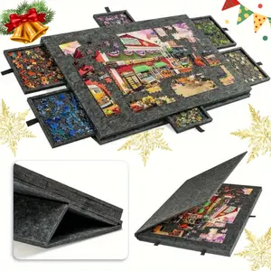6-in-1 Portable Puzzle Table - 6-Drawer, Felt Integrated Puzzle Board, Children's Puzzle Sorting Board with Stand & Cove,Christmas gift