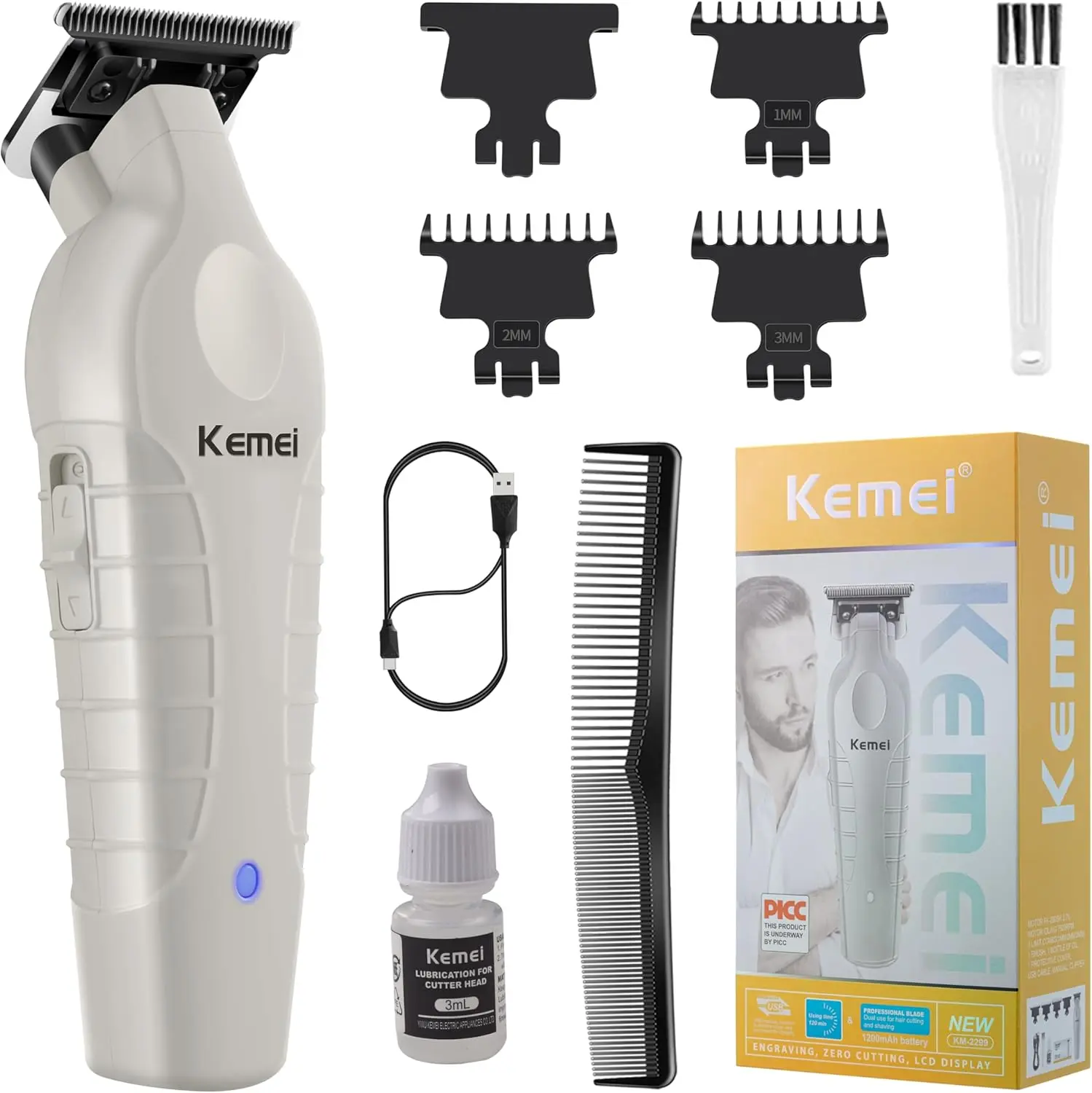 KEMEI 2299 Beard & Hair Trimmer for Men Professional，Zero Gapped