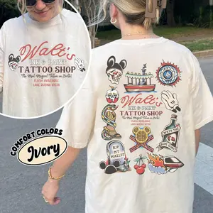 Comfort Colors Retro Walt's Ink & Paint Tattoo Shop Shirt, Flash Tattoo Tee, Retro Magic Kingdom Tattoo Shirt, Unisex Fitted Short Sleeve Tee, Casual Clothing