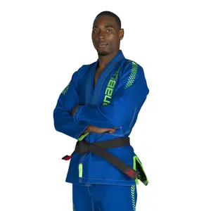 Highlights Pro Competition Gi in Blue with Green and Black Details, Includes Belt and Black Belt Holder