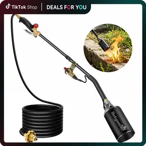 【Fathersdaygift】Propane Weed Burner Torch Kit with 10FT Hose, High Output Heavy Duty Flamethrower, Self-Igniting Turbo Trigger, for Weeding, Roofing & Ice Melting, Includes Storage Bag, SummerVibes(Propane Tank Not Included) #fathersdaygift