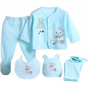 5PCS Newborn 0-3M Boys Girls Baby Cotton Clothes Tops Hat Pants Suit Outfit Sets OneSize