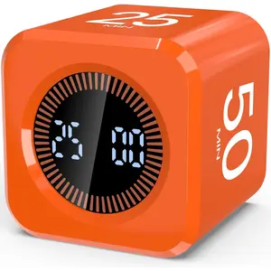 Pomodoro Timer Cube - Visual Productivity Flip Timer, 5/10/25/50min Custom Countdown, Silent & Sound Modes for Kids Classroom Desk ADHD Study Work Game Kitchen (Orange)