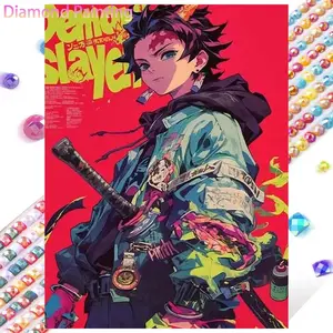 1 set of DIY diamond painting kit, 5D diamond art set, DIY decoration of samurai, swords, colorful attire mosaic, diamond art, DIY art home decoration, suitable for Christmas.