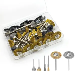 36pcs Steel Wire Brush Stainless Steel Wire Brush Wheel Set with 3 Different Sizes and Storage Box Mini Wire Brush Wheel Cup Brush for Power Rotary Tools Removal Rust Sanding Polishing Drill Attachments