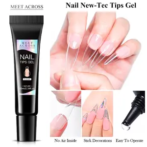 MEET ACROSS 10ml Nail New-Tec Tips Gel, Multifunctional Solid Nail Tips Gel Clear Non-Stick Hand Nail Gel Stick Rhinestone Gel Glue for DIY Manicure, Nail Tips Art, Nail Art Supplies, Nail Extension Art