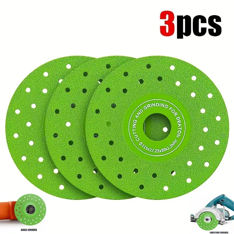 4.5-Inch Industrial-Grade Diamonds Reinforced Diamond Stone Cutting Disc Blades, Steel Core Angle Grinder Cutting Discs with Multi-Hole Cooling for Fast Heat Dissipation, Heavy-Duty for Ceramic, Stone, Diamondstone Cutting Disc Blades