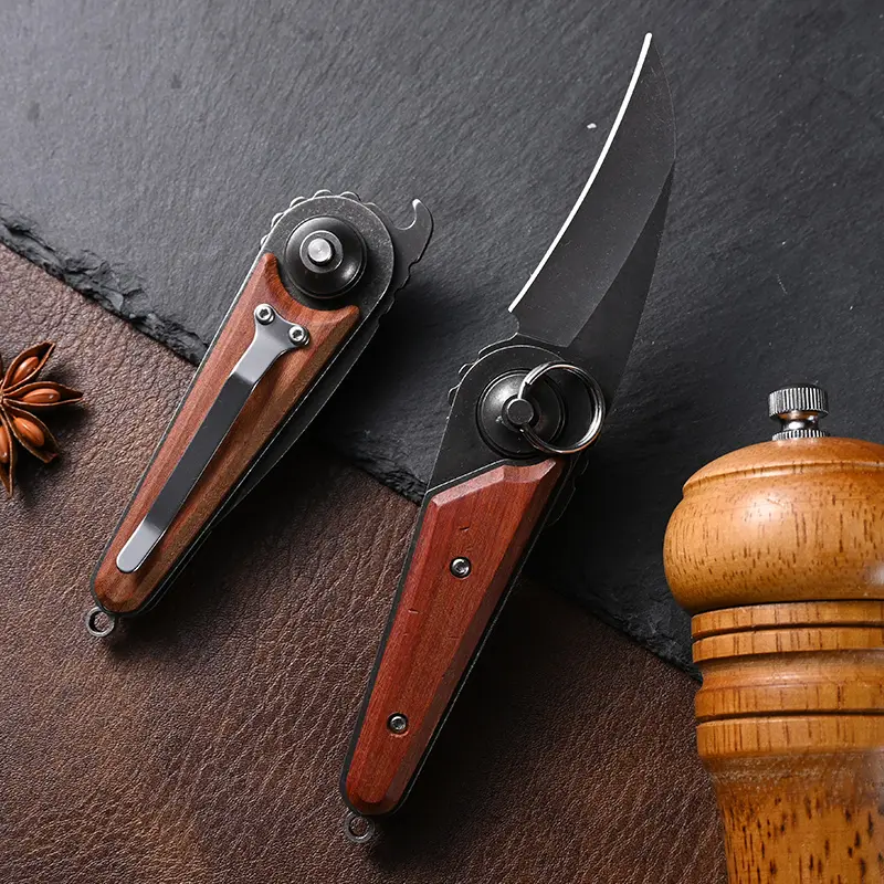 Vintage Wooden Foldable Kitchen Knife - Compact, Portable Cutting Prep Tool for Fruit, Spice & Daily Cooking Needs, Knives