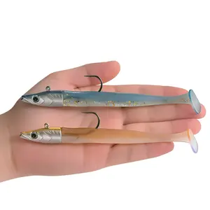 130mmm 22g Soft Eel Fishing Lure Paddle Tail Jig Head Hook Vinyls Vibration Artificial Bait Fishing Lure Set Saltwater Gear Fishing Lures Kit