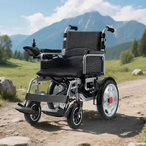 A foldable electric wheelchair designed for the elderly, with a comfortable seat and footrests. 15km long-range battery, suitable for all-day travel, dual motors ensure smooth acceleration and deceleration,360 control panel Left/Right Hand Switchable