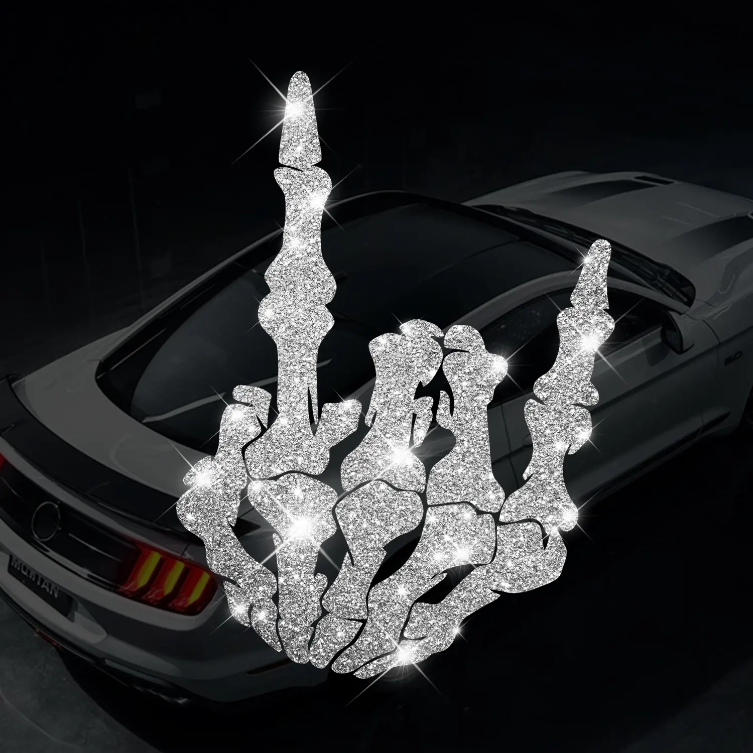 Shimmering Skull Hand Car Sticker, Car Decals, Automotive Decals, Terror Element Self-Adhesive No Residue Easy Installation, Suitable for Cars Trucks Motorcycles Glass Windows Laptops, Premium Skull Stickers
