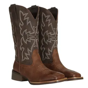 Women's cowboy boots, western style women's cowboy boots, with thick sole design, mid-calf length, square toe design, very suitable for people with wide feet. Girl Bridal Walking Shoes Footwear Makapal cowgirl booties kitten heel outdoorfun