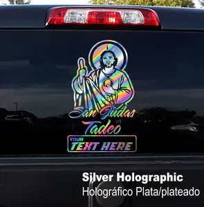 Sticker  san Judas custom - Adhesive Vinyl Decal:   Motorcycle, Car, Boats, Glass Doors and Walls | Easy installation
