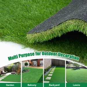 1.38" Artificial Grass Turf Lawn Mat for Pets - Realistic Synthetic Mat with Drainage Holes for Outdoor Use - Durable Rug for Dogs Cats & Festive Decor