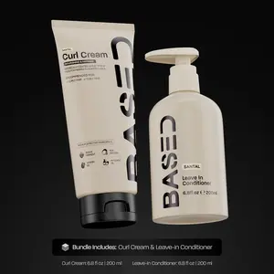 BASED Curly Duo: Premium Non-Toxic Curl Cream & Leave-In Conditioner Bundle - Defines Curls, Controls Frizzcelimax , Medium Hold with Agave & Silk Protein, Instant Hydration & Nourishment, No Harsh Chemicals