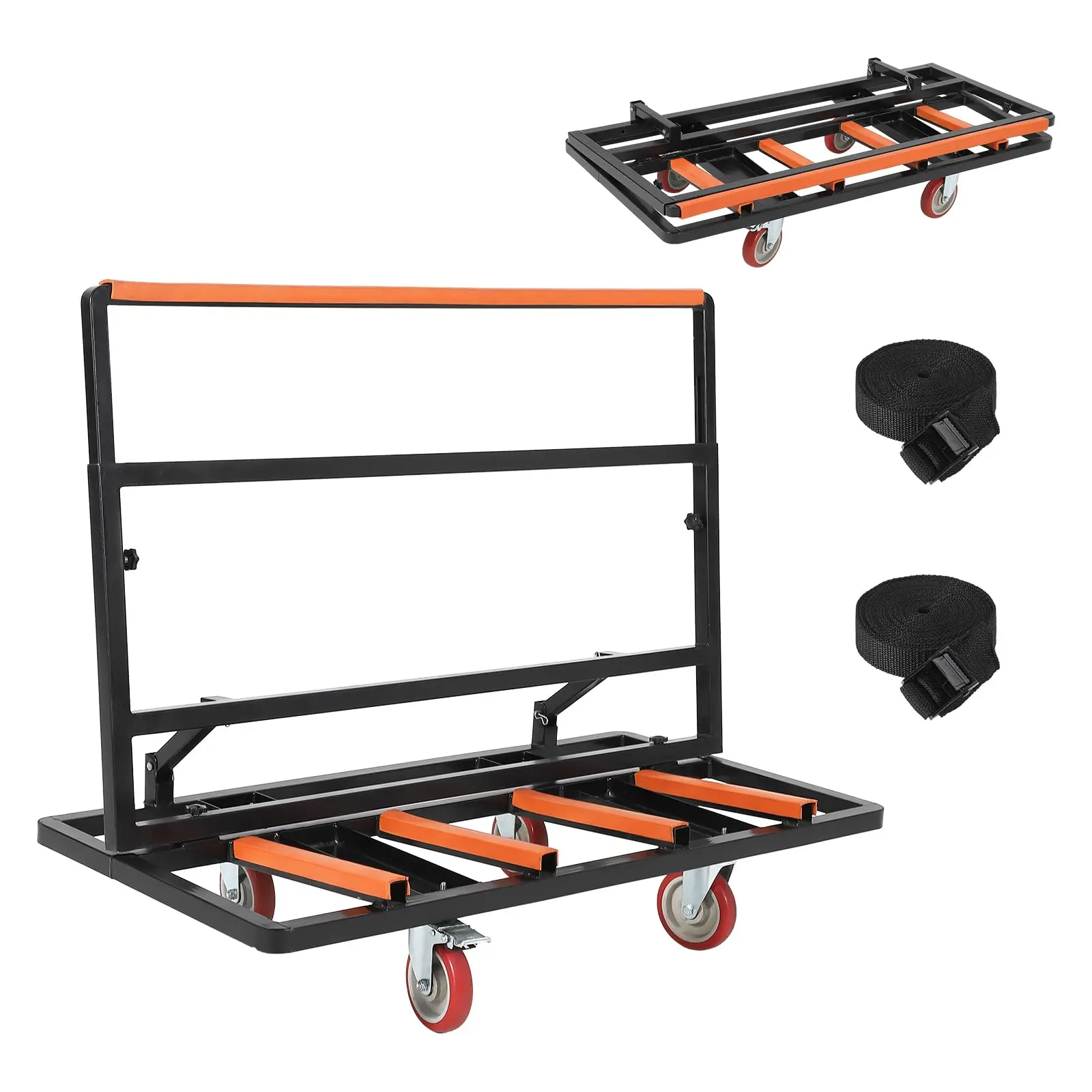 Drywall Cart Dolly with 5" Swivel Casters, 2000 LBS Load Capacity, Folding Panel Truck Cart with Adjustable Handle, Tie-Down Ladder for Handling Plywood, Plasterboard, Glass