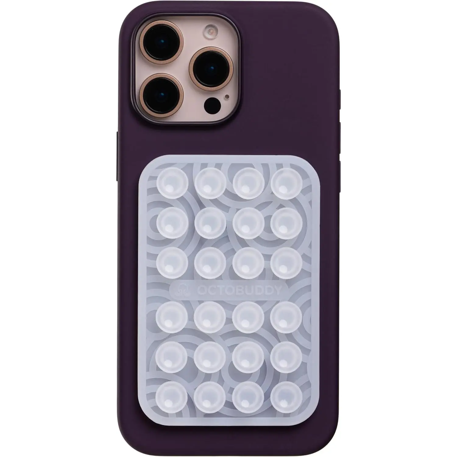 OCTOBUDDY Classic MAX Textures Ripples - Silicone Suction Phone Case Adhesive Mount - Hands-Free Grip with 24 Suction Cups for Videos & Selfies - 2.6" x 3.9", Transparent