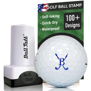 Ball Tatt Monogram Golf Ball Stamp - Self-Inking Permanent Marker, Reusable Portable Golfing Tool for Identifying Balls - Stocking Stuffer Golf Gift, (Golf Clubs Initial)