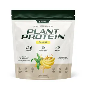 Snap Supplements - Plant Protein Powder - 30 Servings - Natural Supplement - Banana Flavor