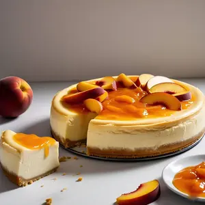 Andy Anand Fresh Peach Cheesecake, 9-Inch, 2 lb – Hand-Baked NY-Style, Real California Cream Cheese, No Preservatives, Birthday Gift Box