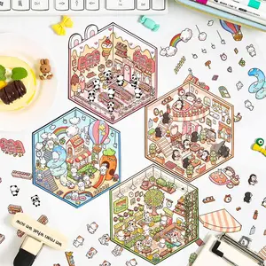 8 stickers +4 scene 3D creative Stickers Kawaii Cartoon Labels sticker