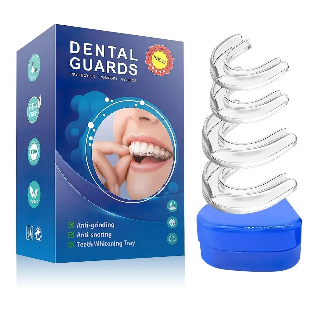 4PCS Teeth Protection Covers for Nighttime Use, Reusable Custom-Fit Oral Trays, Dental Guards, Multi-Purpose Oral Care Accessories with Whitening Tray Design, Daily Oral Care Essential