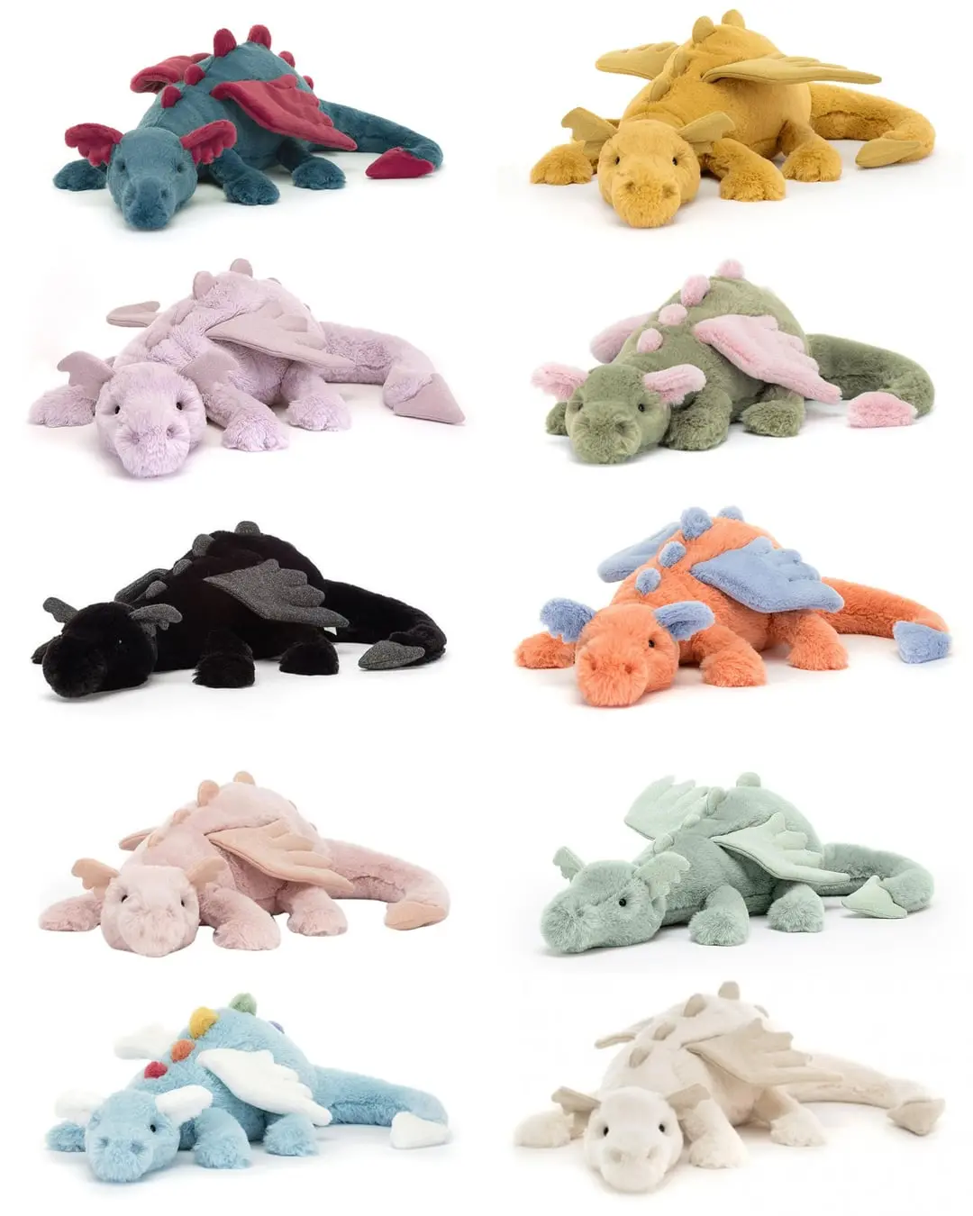 Jellycat Dragon Stuffed Animal - Medium 19.7in Mythical Black Plush Toy, Classic Children's Stress Relief Gift sohochic