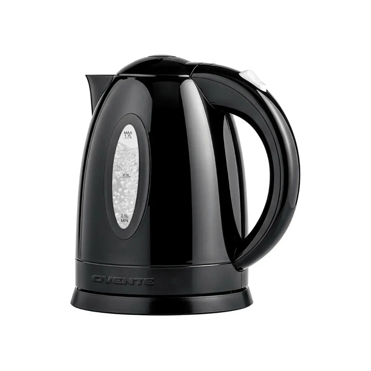 OVENTE 1.7L Electric Kettle with 1100W Fast Boiling Water, Black KP72B | Best For Coffee or Tea, BPA-Free, Water Level Gauge, Auto Shut-Off, Indicator Light, Boil-Dry Protection & Removable Filter